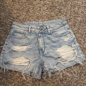 American Eagle Outfitters Light Blue Ripped Jean Shorts